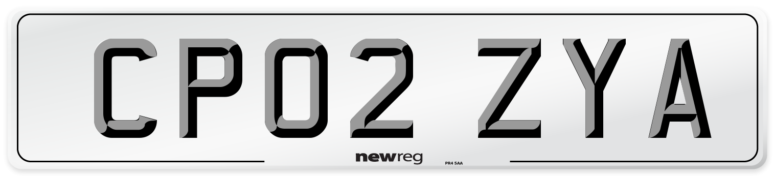 CP02 ZYA Number Plate from New Reg
